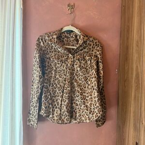 Ralph Lauren vintage Leopard Print Button-Up Blouse - Tan & Black